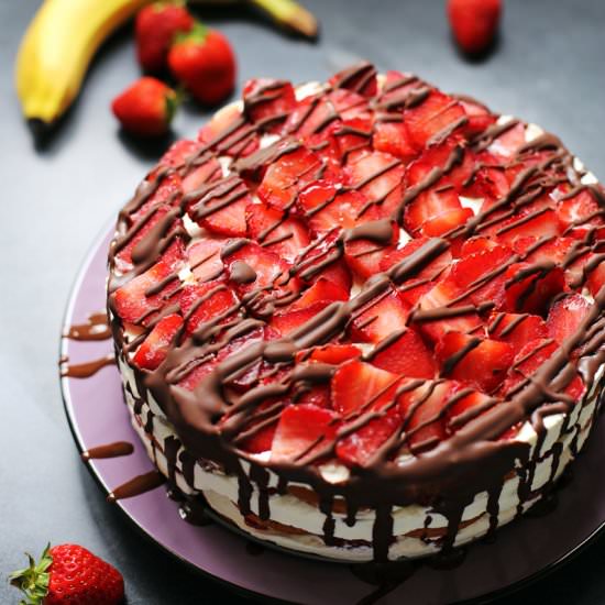 Banana Split Ice Box Cake