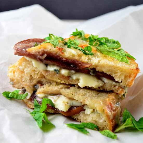 Cheesy Poached Asian Pear Panini