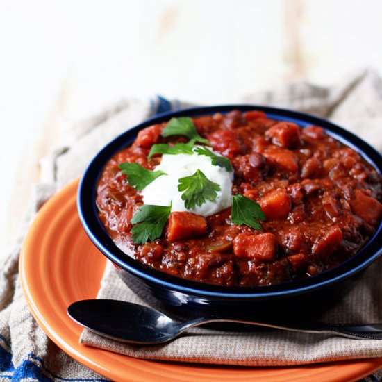 Crock Pot Sweet Potato Quinoa Chili