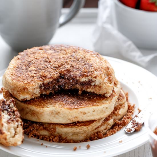 Nutella Stuffed Donut Pancakes