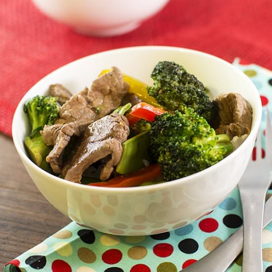 Steak Veggie Stir Fry Rice Bowl