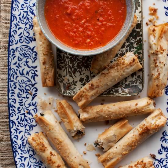 Kale-Stuffed Phyllo “Pens”