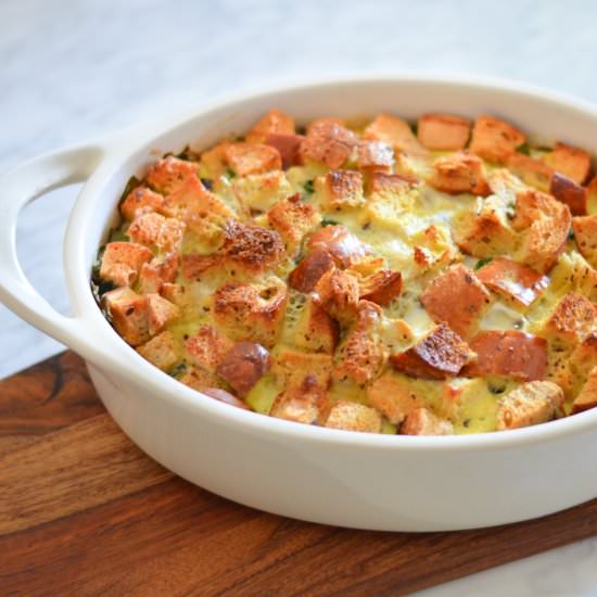 Cauliflower + Chard Bread Pudding