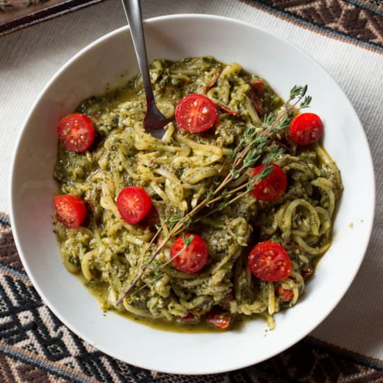 Pesto & Roasted Tomato Veggie Pasta