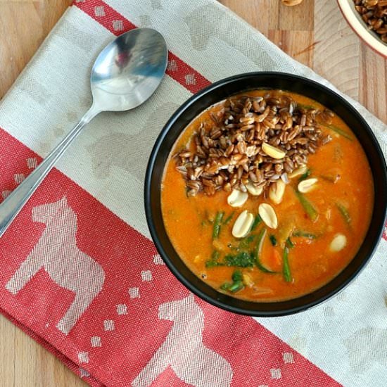 Peanut and Farro Soup