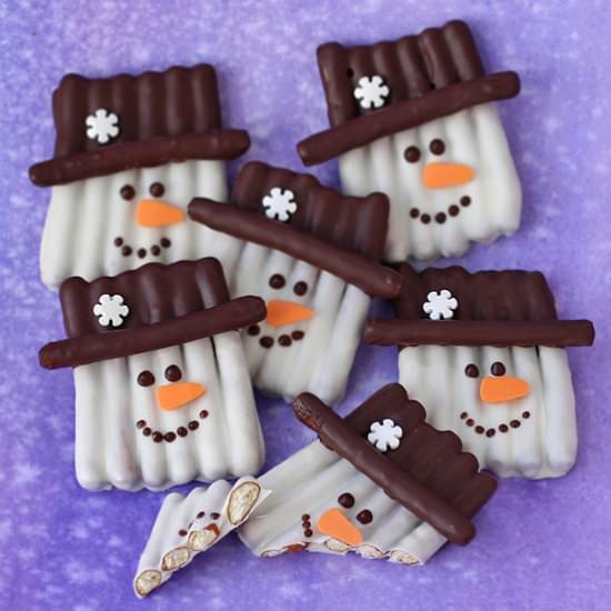 Chocolate Pretzel Snowman Craft