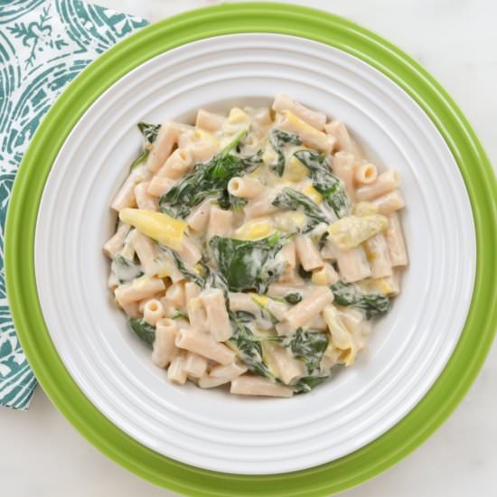 One Skillet Spinach Artichoke Pasta