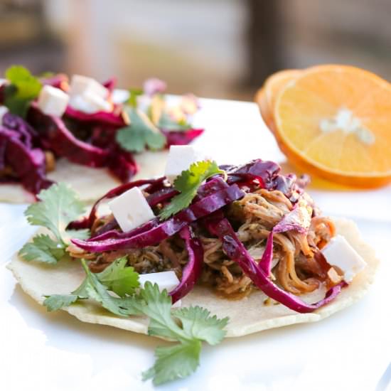 Citrus Pulled Pork Tacos With Feta