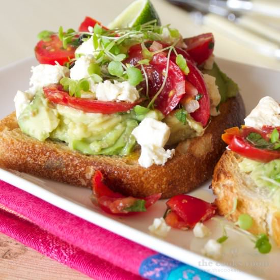 Smashed tomato & avocado tartine