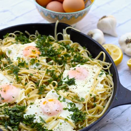 Pasta Aglio e Olio with Eggs