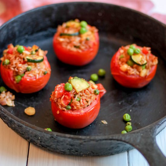 Stuffed Tomatoes with Pink Rice