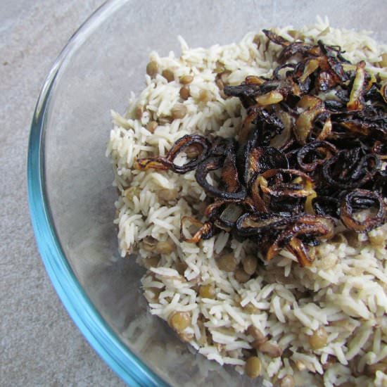 mujaddara – lentil rice