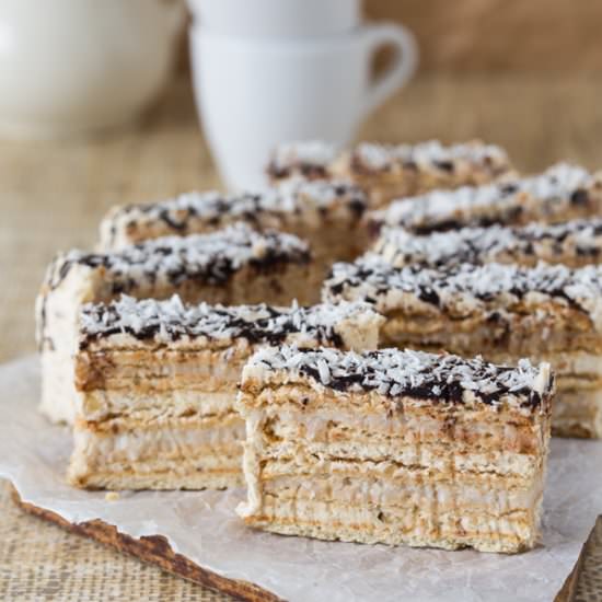 No bake walnut and coconut cake