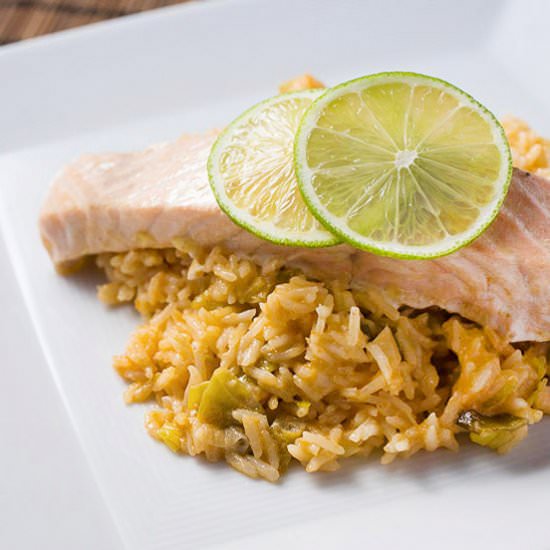 Coconut-lime rice with salmon