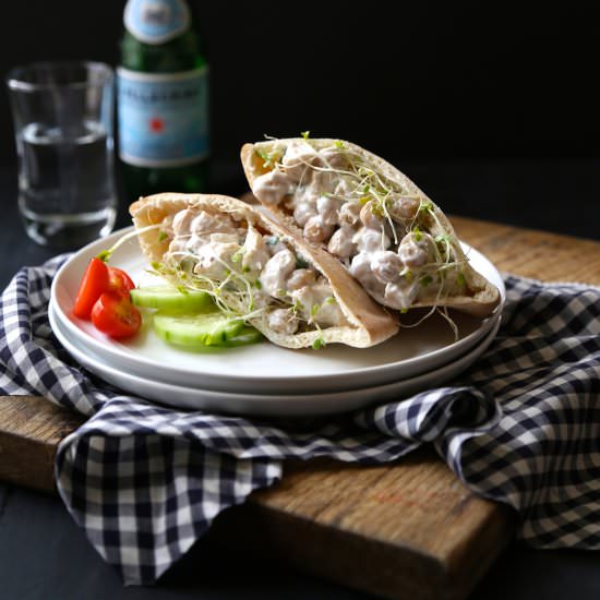 Chicken & Chickpea Salad Pitas