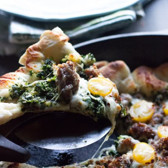 Sausage & Kale Pesto Pizza