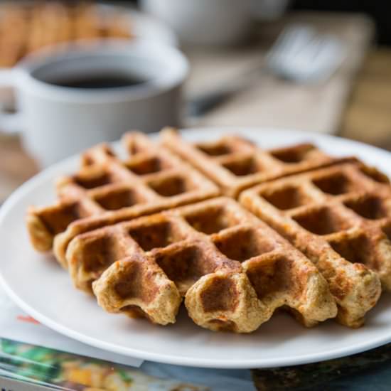 High Protein Carrot Cake Waffles