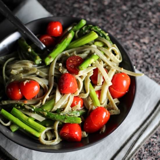 Asparagus Tomato Spinach Fettuccine
