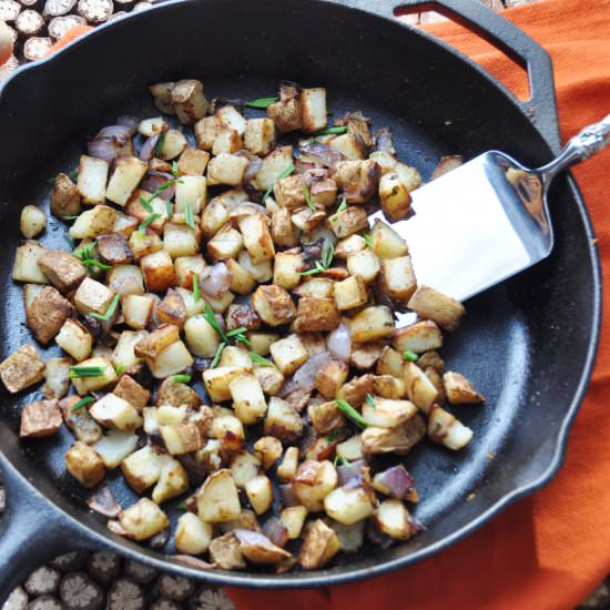 Skillet Fried Potatoes with Chives