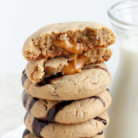 Caramel stuffed PB Cookies