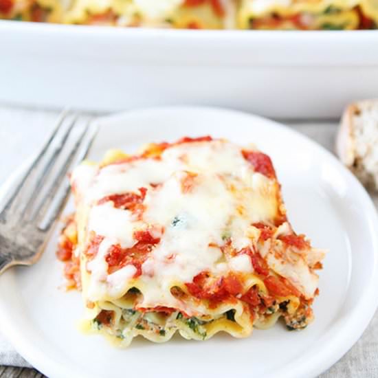 Spinach Artichokes Lasagna Roll Ups