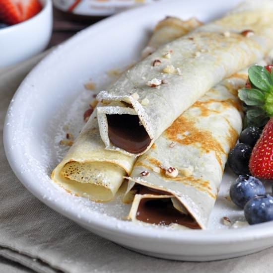 Nutella-Stuffed Pancake Rolls