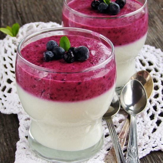 Milk Yogurt dessert with berries