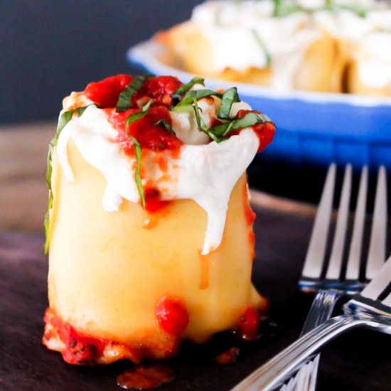 Simple Caprese Lasagna Roll Ups