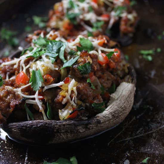 Portobello Mushrooms w. Sausage