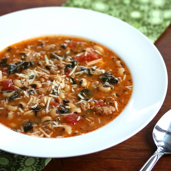 Sausage, Kale & Black-Eyed Pea Soup