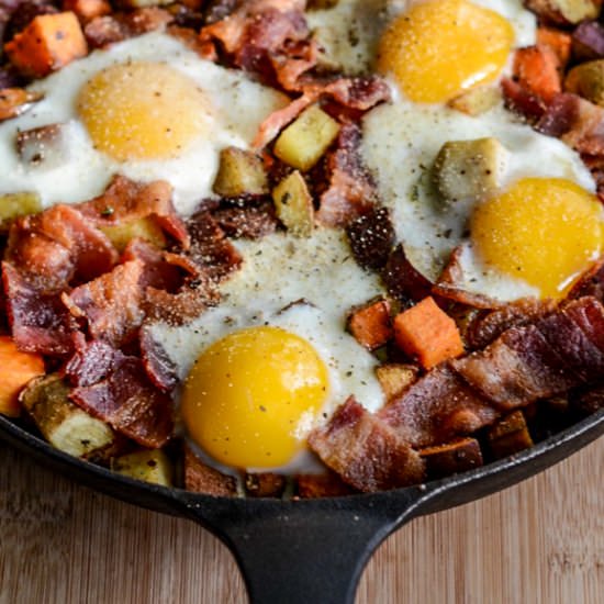 Sweet Potato, Bacon and Egg Skillet