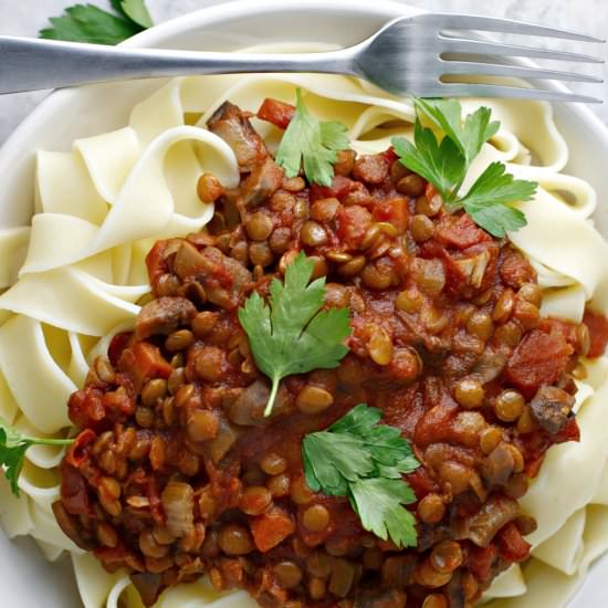 Crock Pot Lentil Bolognese
