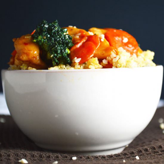 Chicken Stir-Fry over Quinoa