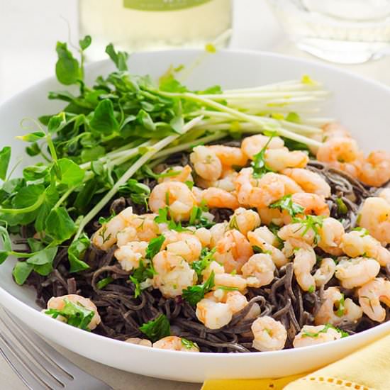 Garlic Shrimp Black Bean Noodles