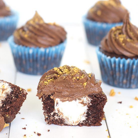 Smores Chocolate Cupcakes