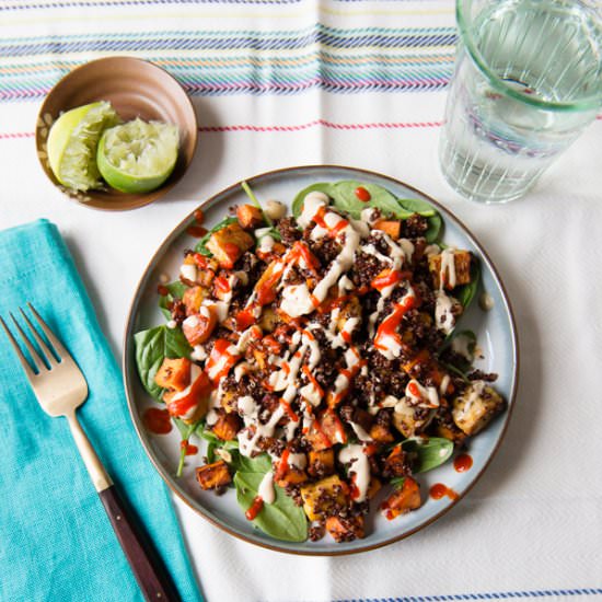 Quinoa with Tempeh and Tahini-Miso Sauce