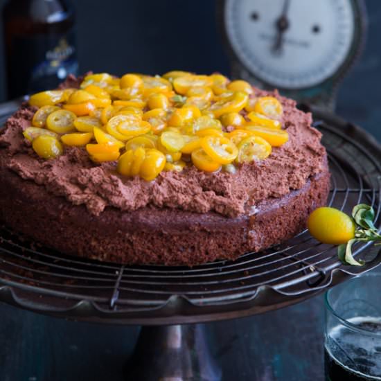 Chocolate Stout Cake with Kumquat