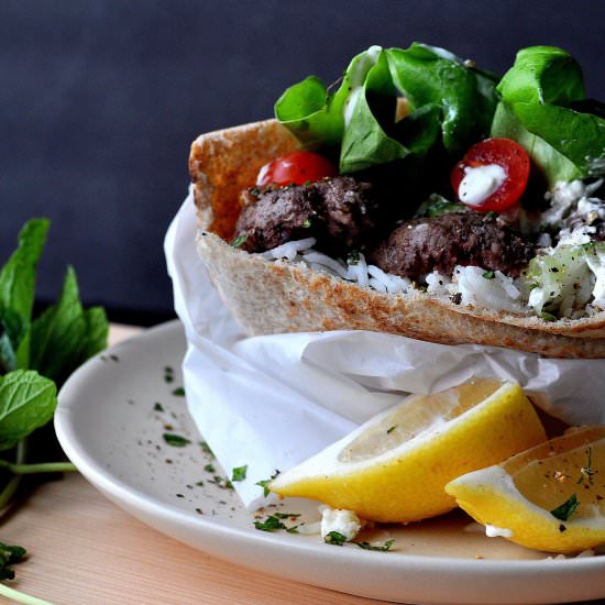 Beef Kofta with Rice & Greek Salad