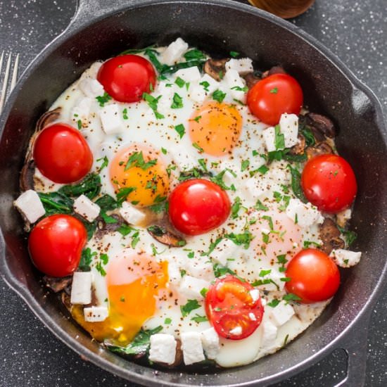 Mushroom Spinach Baked Eggs