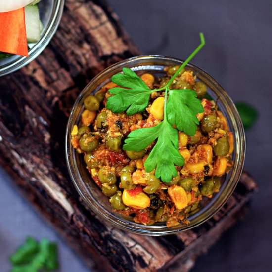 Peas Corn Coconut Masala