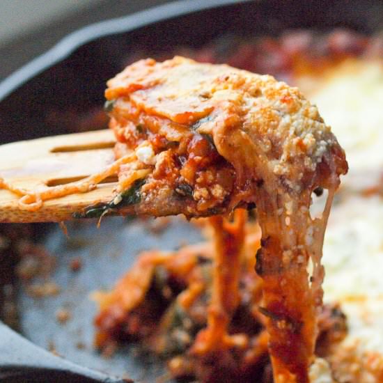 30 Minute Skillet Spinach Lasagna