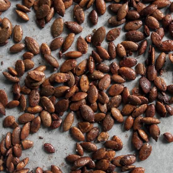 Spicy Sweet Roasted Pumpkin Seeds