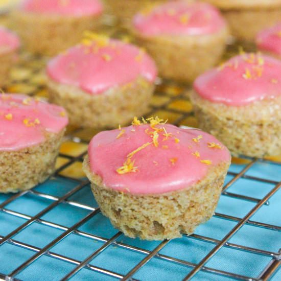 Lemon Muffins with Raspberry Icing