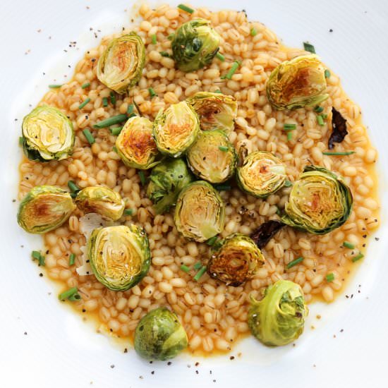 Barley Risotto w/ Roasted Brussels