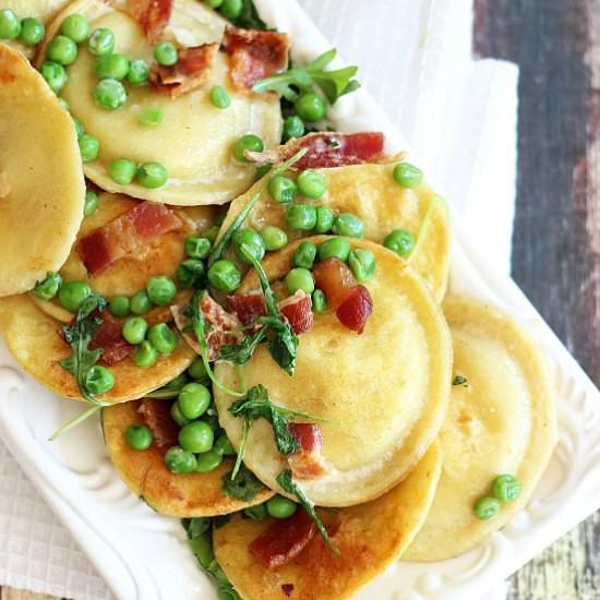 Pan Ravioli with Bacon