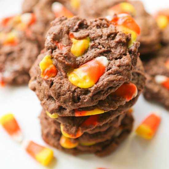 Chocolate Candy Corn Cookies