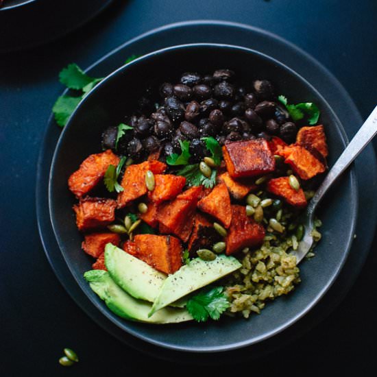 Spicy Sweet Potato Burrito Bowls