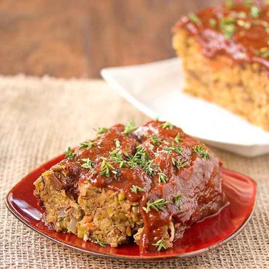 Glazed Lentil Walnut Loaf