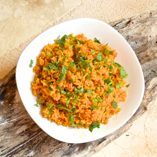 Mexican yellow rice with achiote