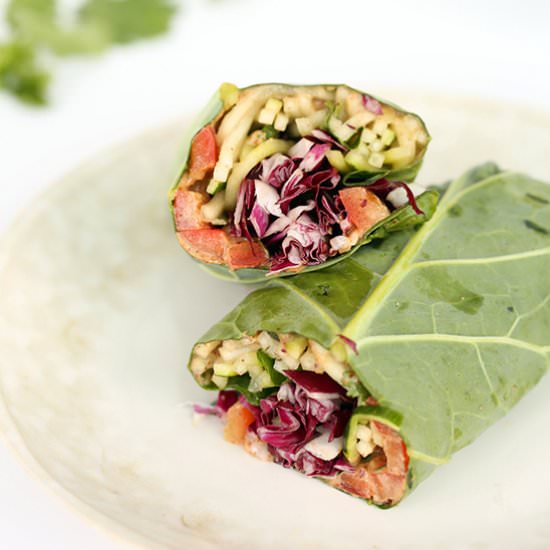Spiralized Collard Green Wrap